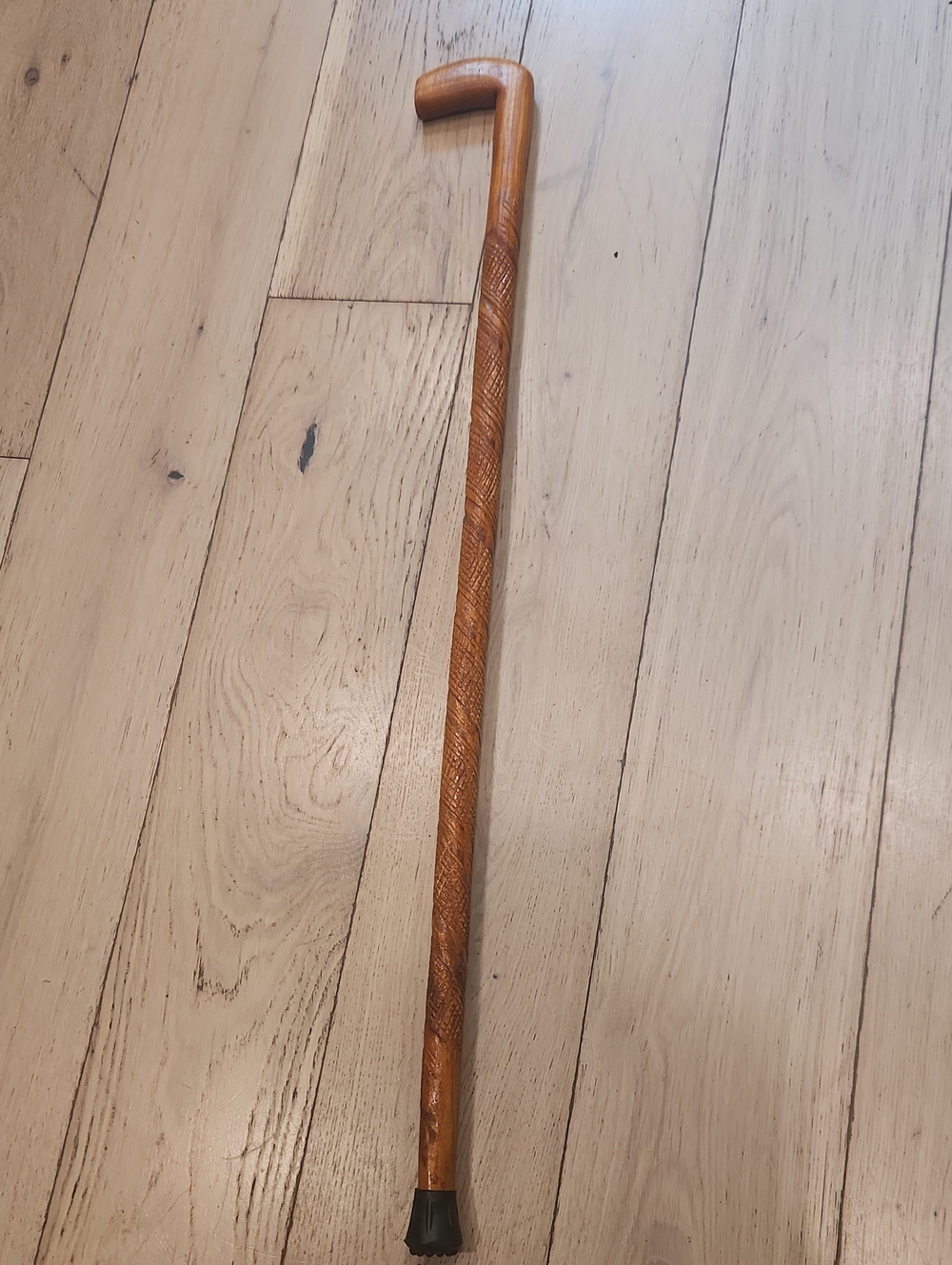 Carved Wooden Cane in Warm Brown